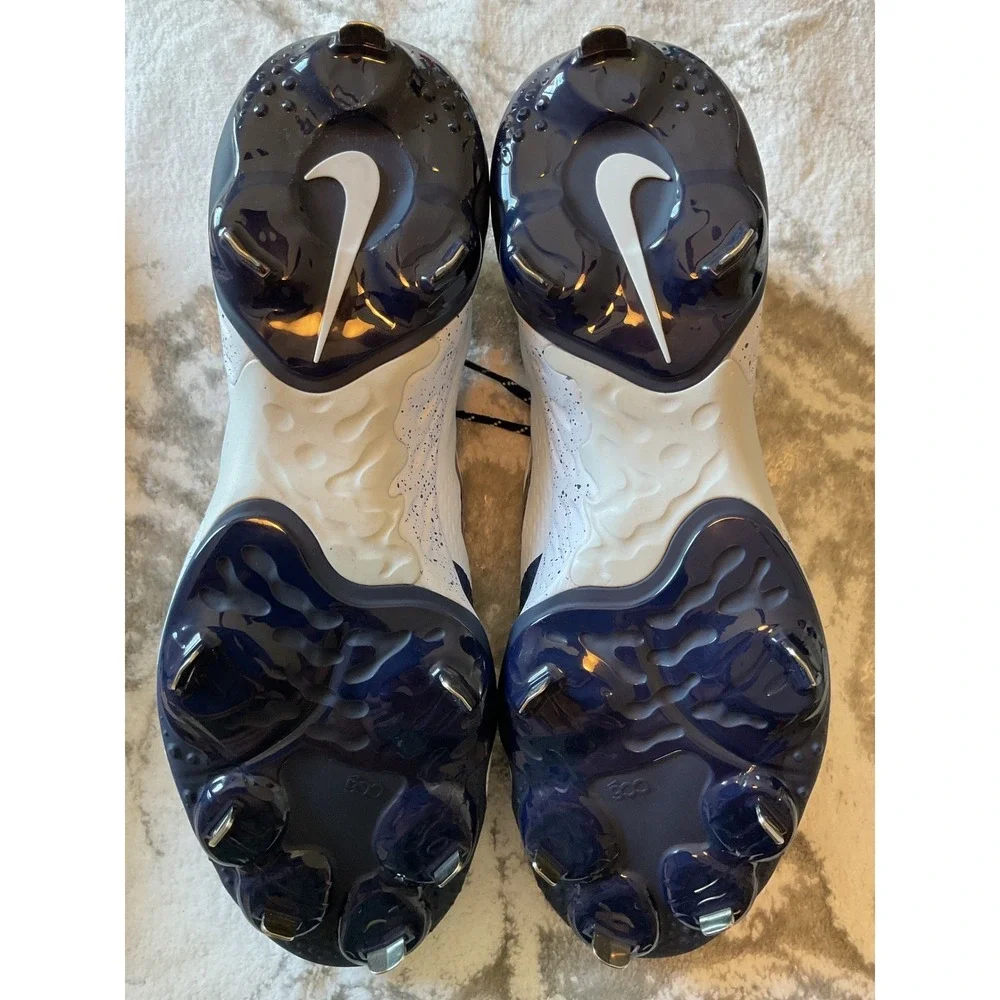 Nike Baseball Cleats‎ White Navy Men's Size 16 Synthetic Leather